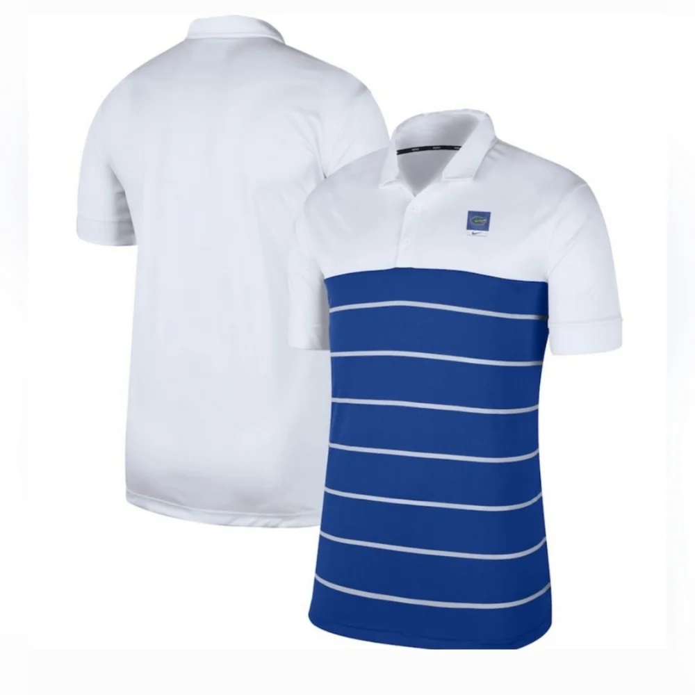 Men's Nike Gator White/Royal Striped‎ Polo shirt NWT sz XL